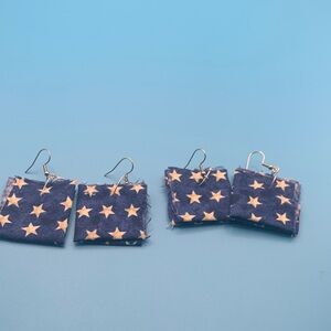 Star Spangled Fabric Dangling Earrings